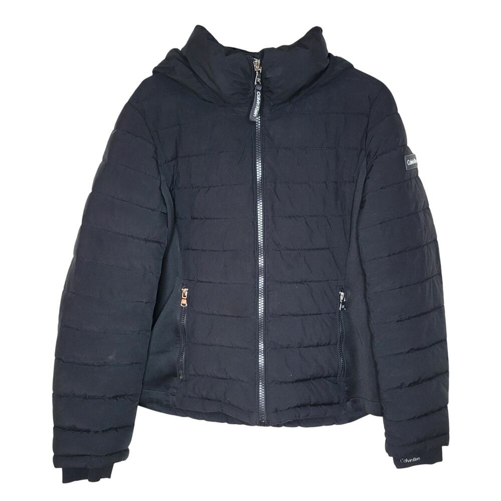 Calvin Klein Puffer Hooded Coat Sz Large Womens